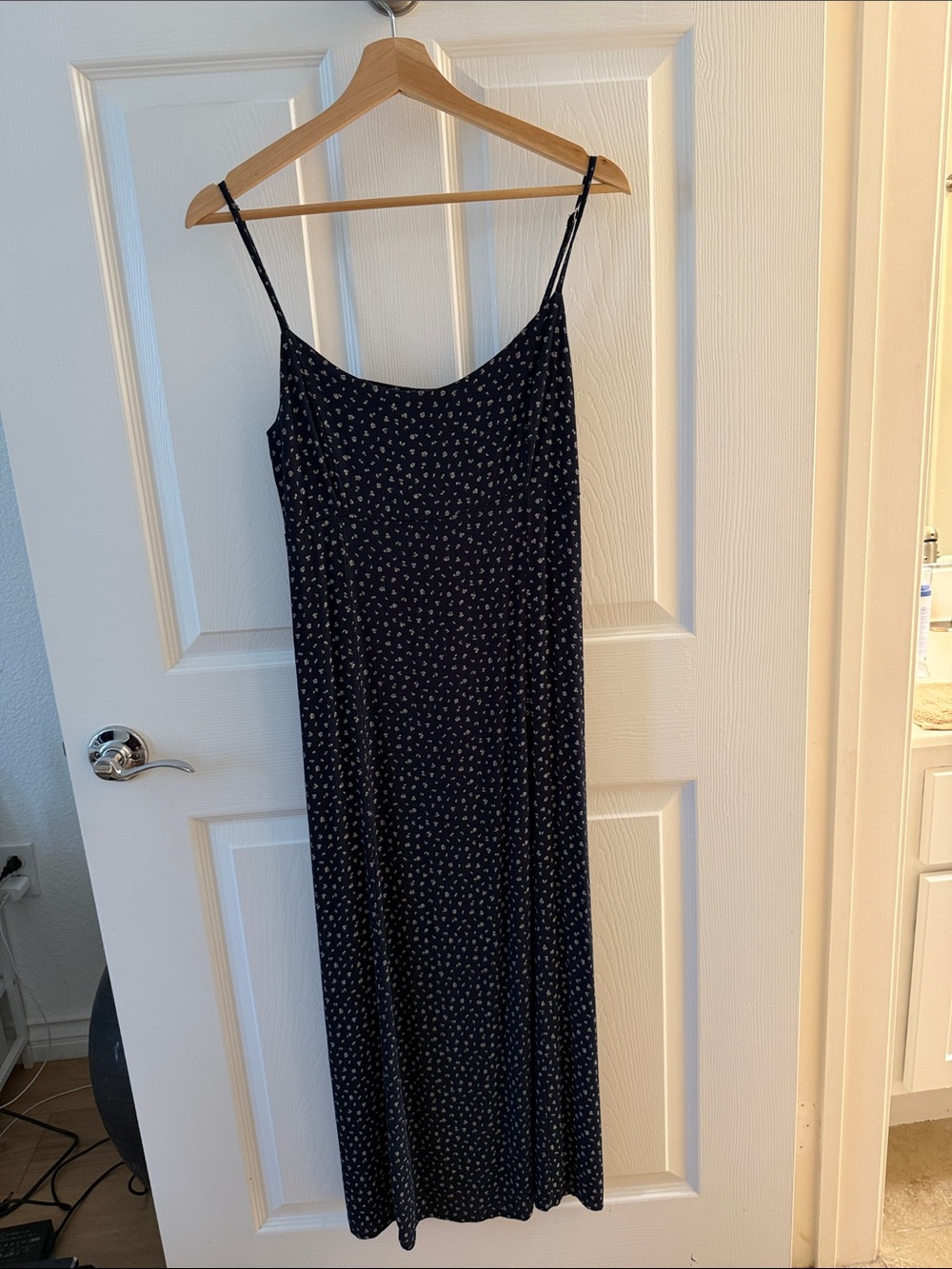 Brandy Melville Navy Slip Dress with Micro Floral Print